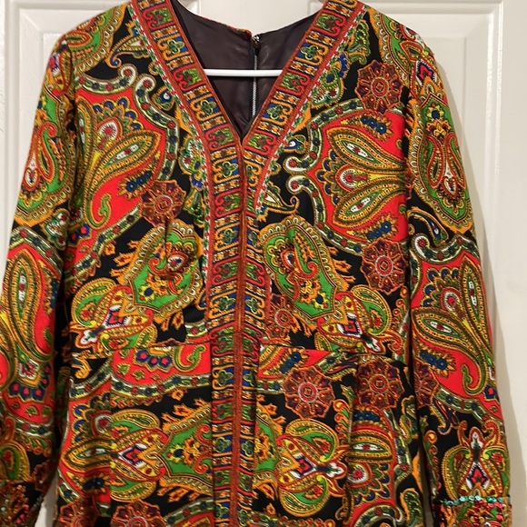 Amazing vintage paisley dress. Medium. Metal zipper. - Picture 3 of 11